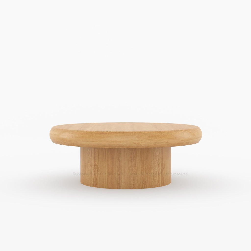 The Rural Art Cranford Teak Wood Round Coffee Table Drum Base