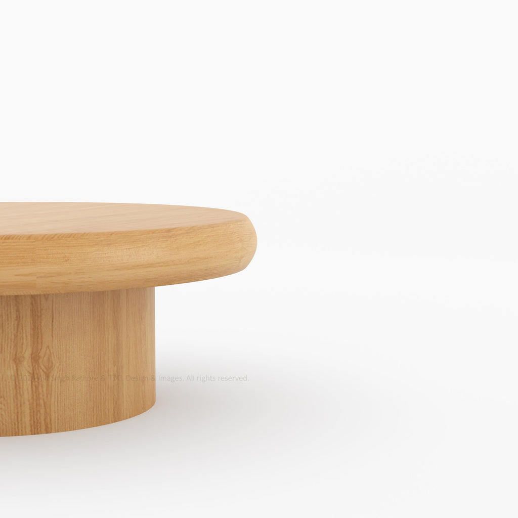 The Rural Art Cranford Teak Wood Round Coffee Table Drum Base