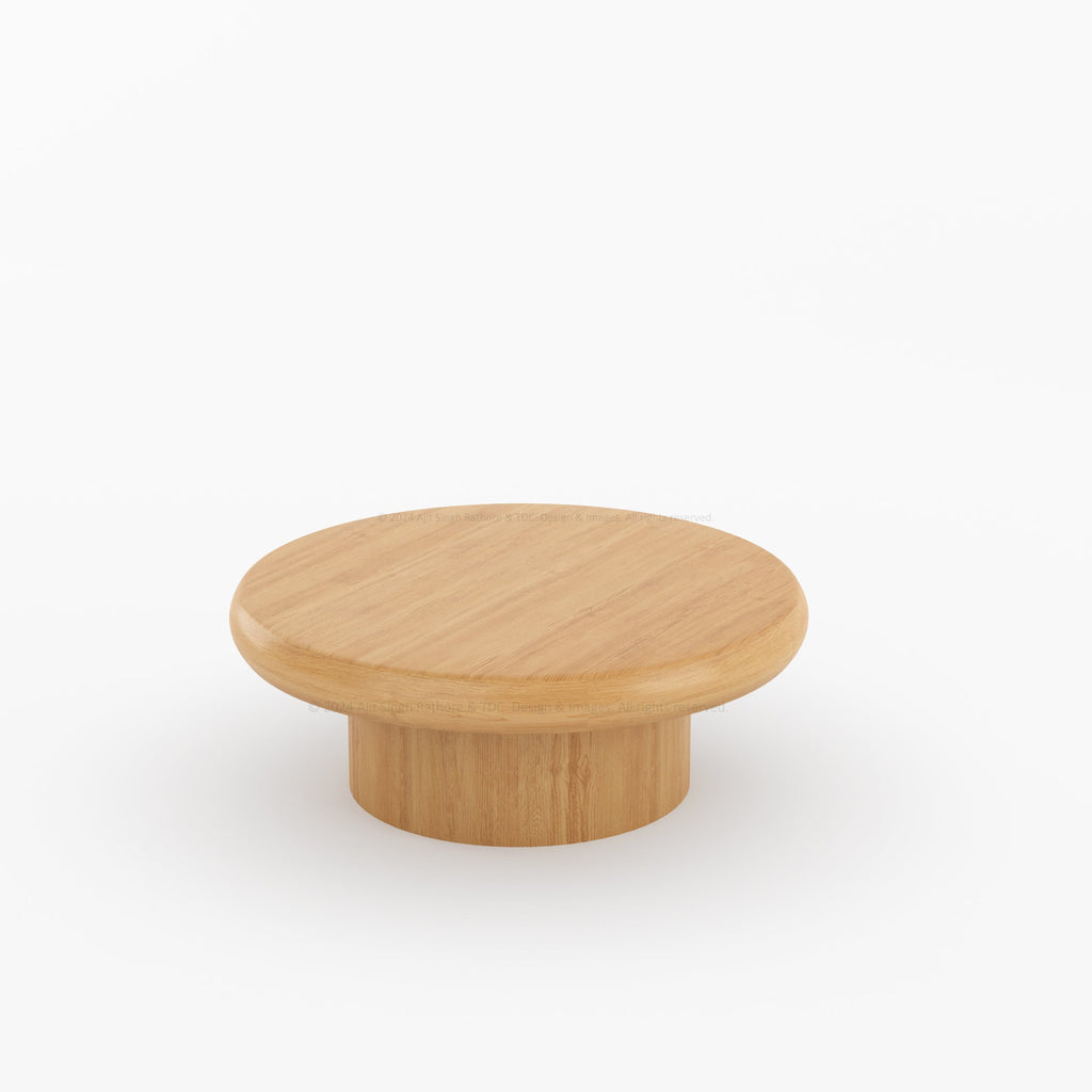 The Rural Art Cranford Teak Wood Round Coffee Table Drum Base