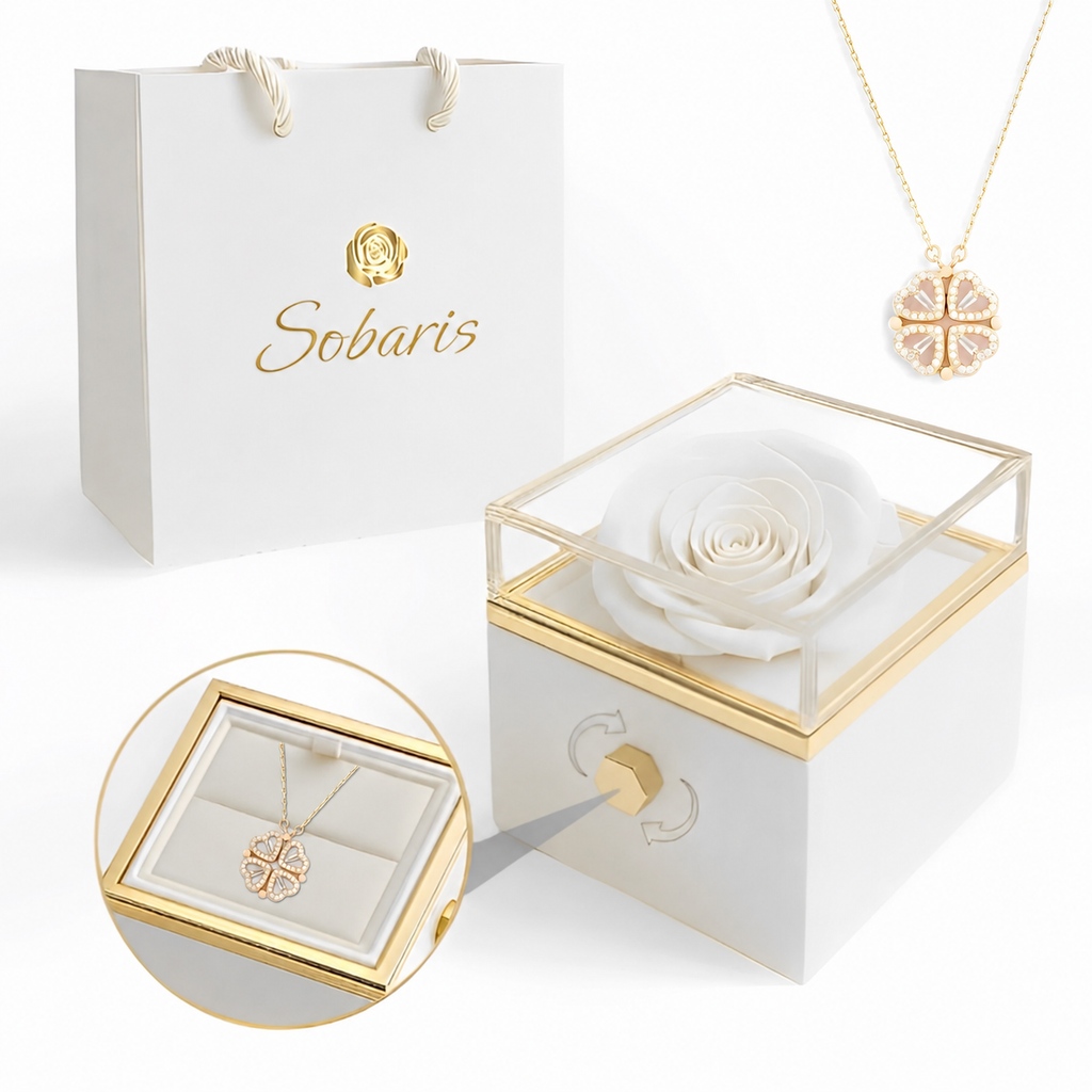 Rosa Eterna y Collar Trébol