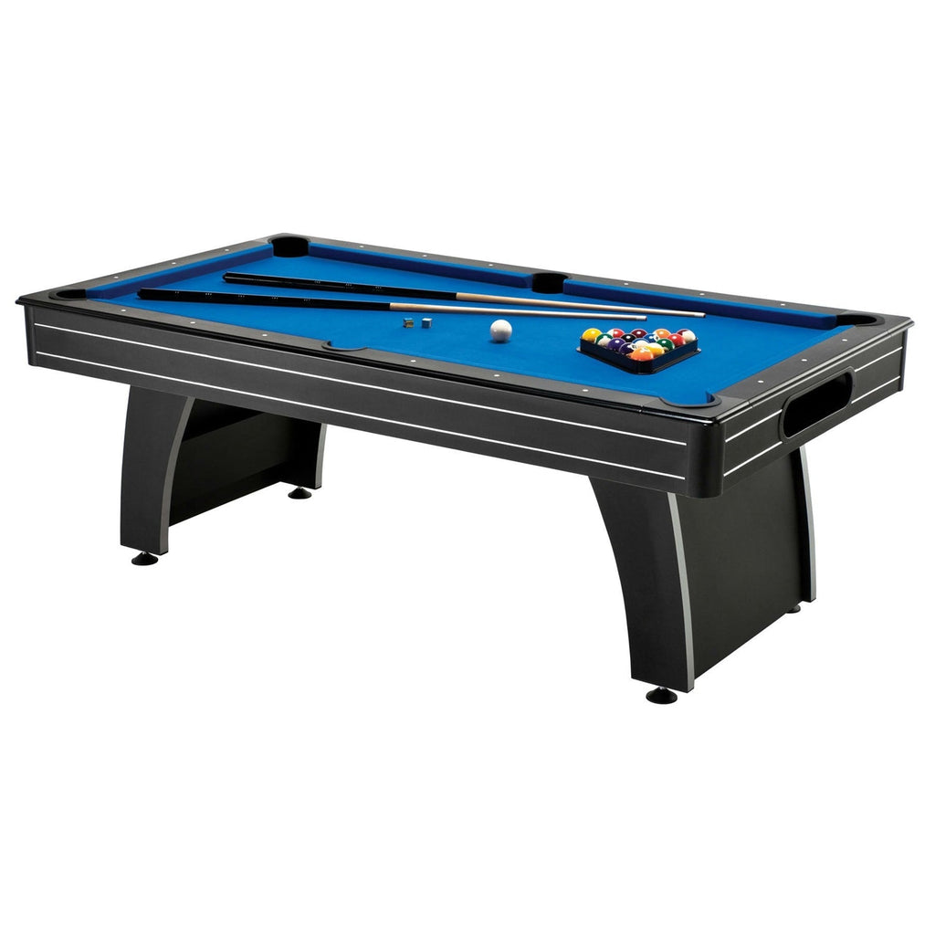 7 Ft. Arcade-Style Billiards Pool Table with Blue Felt & Ball Return
