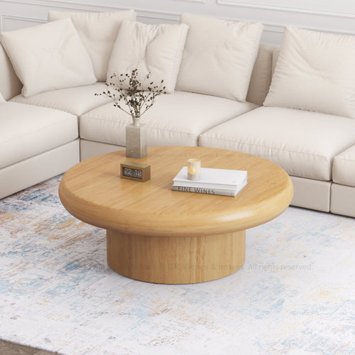 The Rural Art Cranford Teak Wood Round Coffee Table Drum Base