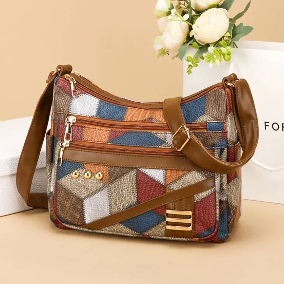Bolso de hombro para mujer , multipocket, diseño patchwork