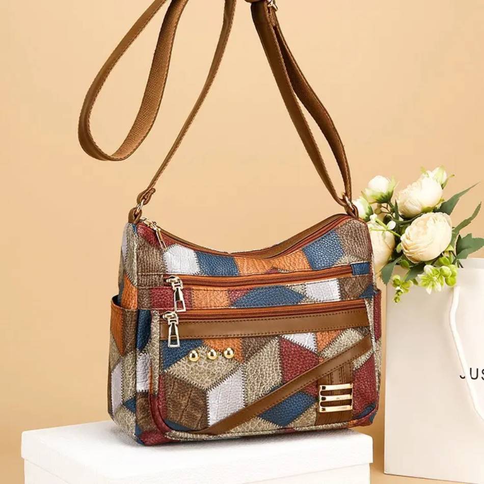 Bolso de hombro para mujer , multipocket, diseño patchwork