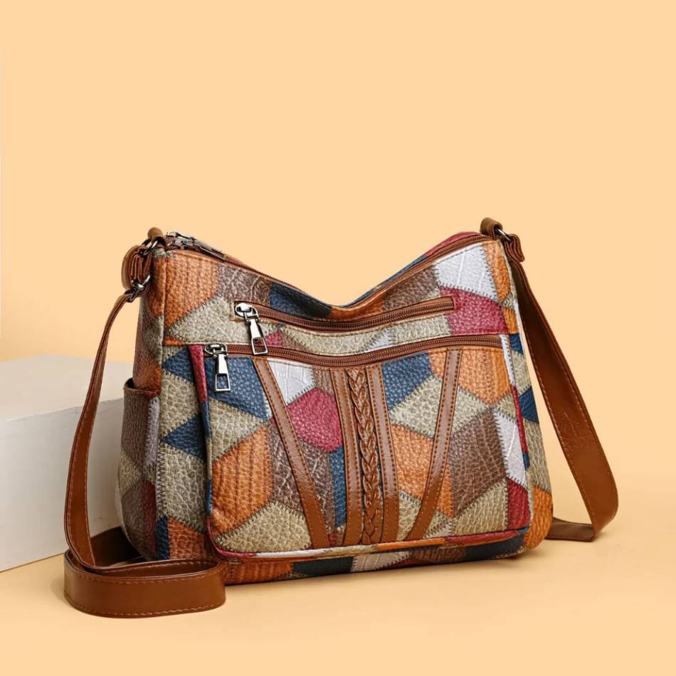 Bolso de hombro para mujer , multipocket, diseño patchwork