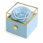 Caja de Rosa Eterna |  Rosa Real y Collar Trébol de Corazónes