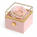 Caja de Rosa Eterna |  Rosa Real y Collar Trébol de Corazónes